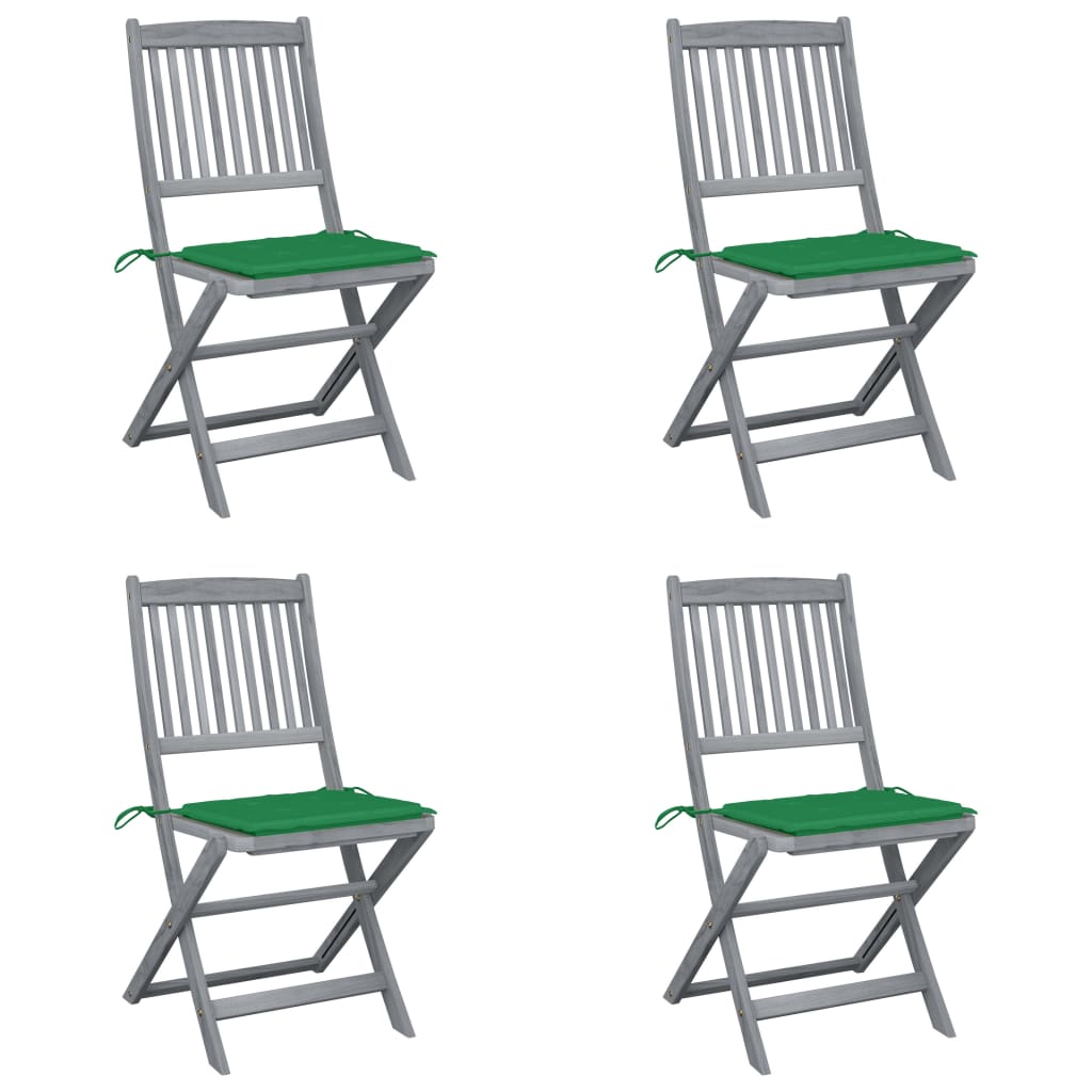 Klappbare Gartenstühle 4 Stk. mit Kissen Massivholz Akazie