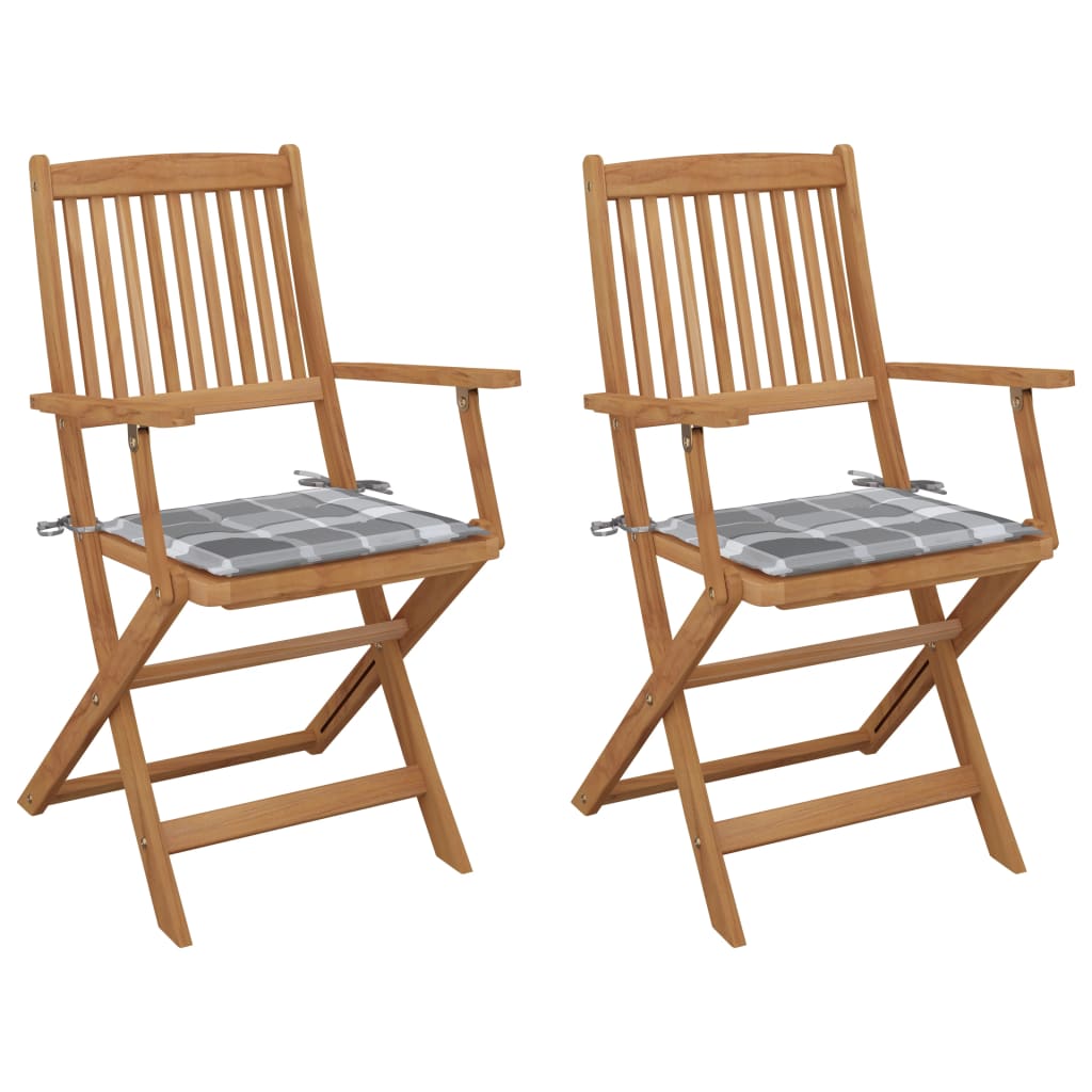 Klappbare Gartenstühle 2 Stk. mit Kissen Massivholz Akazie