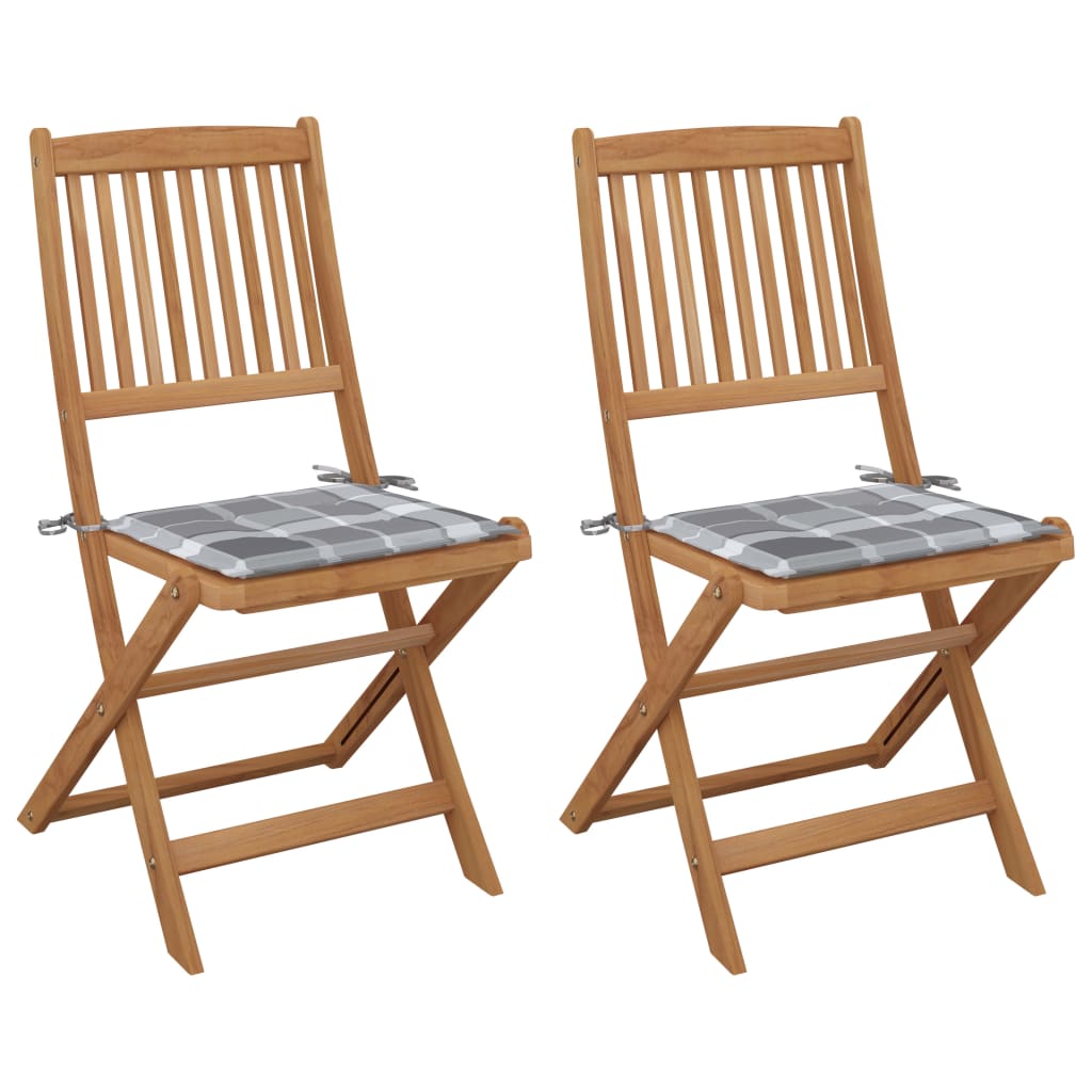 Klappbare Gartenstühle 2 Stk. mit Kissen Massivholz Akazie