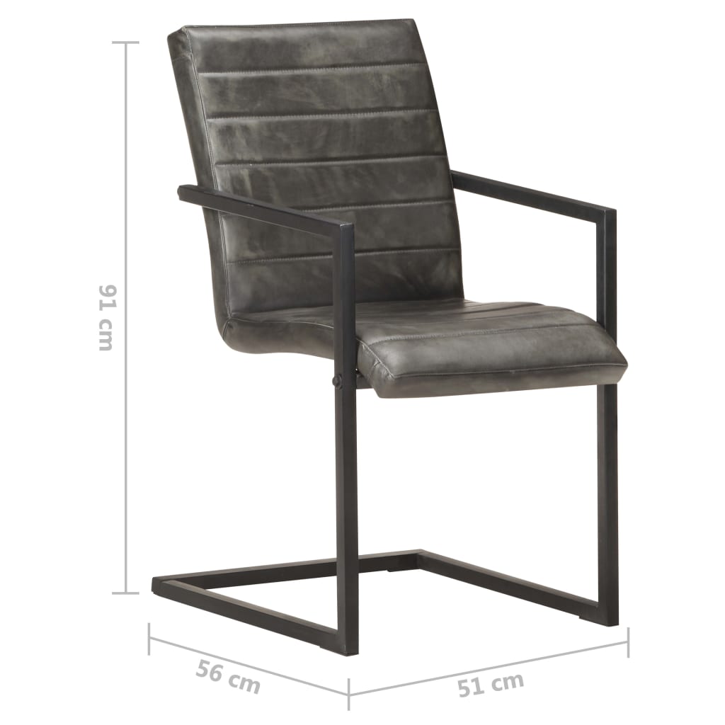 Freischwinger 6 Stk. Grau Echtleder