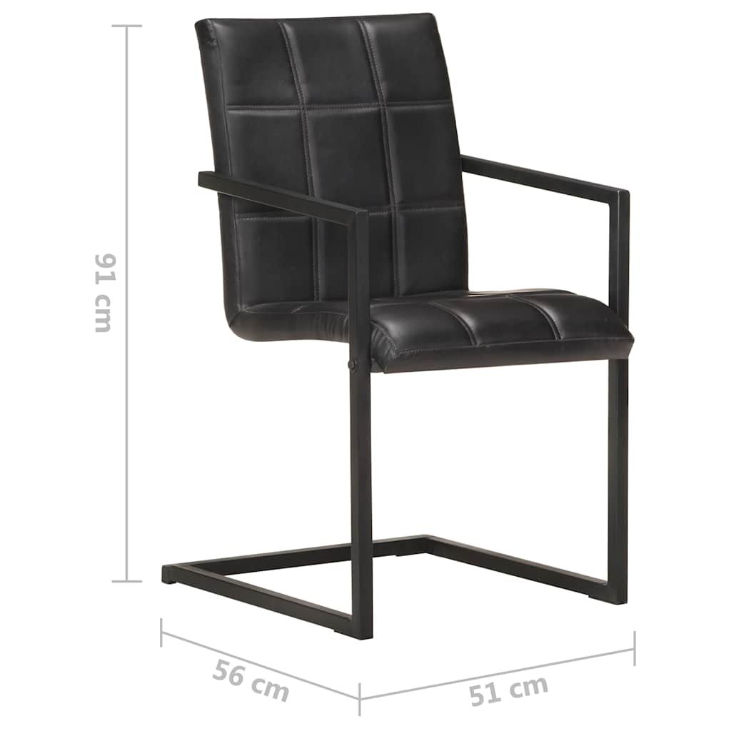 Freischwinger 4 Stk. Schwarz Echtleder
