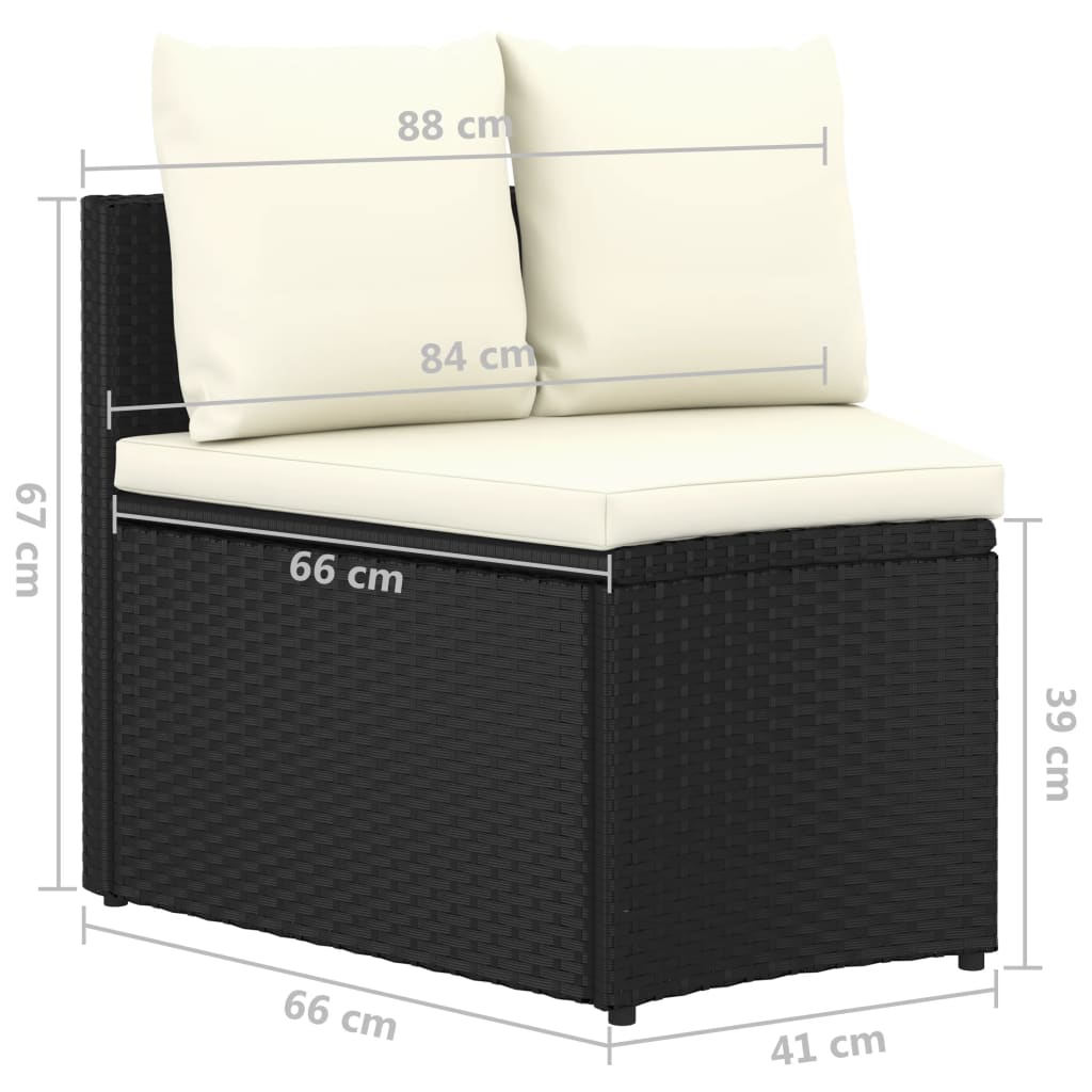 9-tlg. Garten-Sofagarnitur mit Auflagen Poly Rattan Schwarz