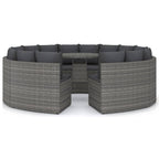 9-tlg. Garten-Sofagarnitur mit Auflagen Poly Rattan Grau