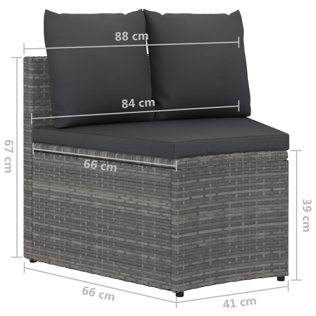 8-tlg. Garten-Sofagarnitur mit Auflagen Poly Rattan Grau