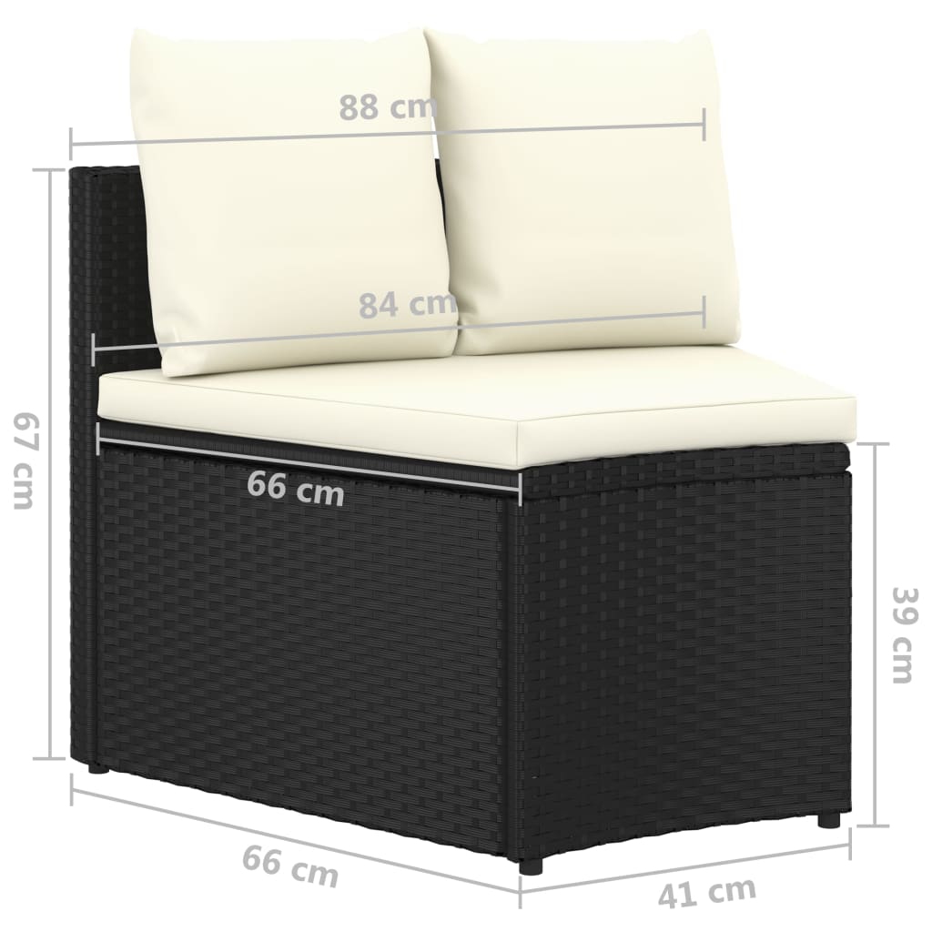 5-tlg. Garten-Sofagarnitur mit Auflagen Poly Rattan Schwarz