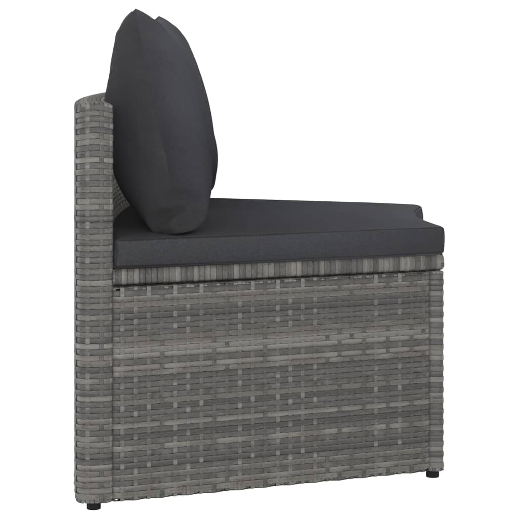4-tlg. Garten-Sofagarnitur mit Auflagen Poly Rattan Grau