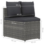 4-tlg. Garten-Sofagarnitur mit Auflagen Poly Rattan Grau