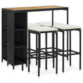 5-tlg. Gartenbar-Set mit Kissen Poly Rattan Schwarz