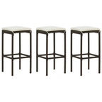 4-tlg. Gartenbar-Set mit Kissen Poly Rattan Braun