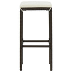 4-tlg. Gartenbar-Set mit Kissen Poly Rattan Braun