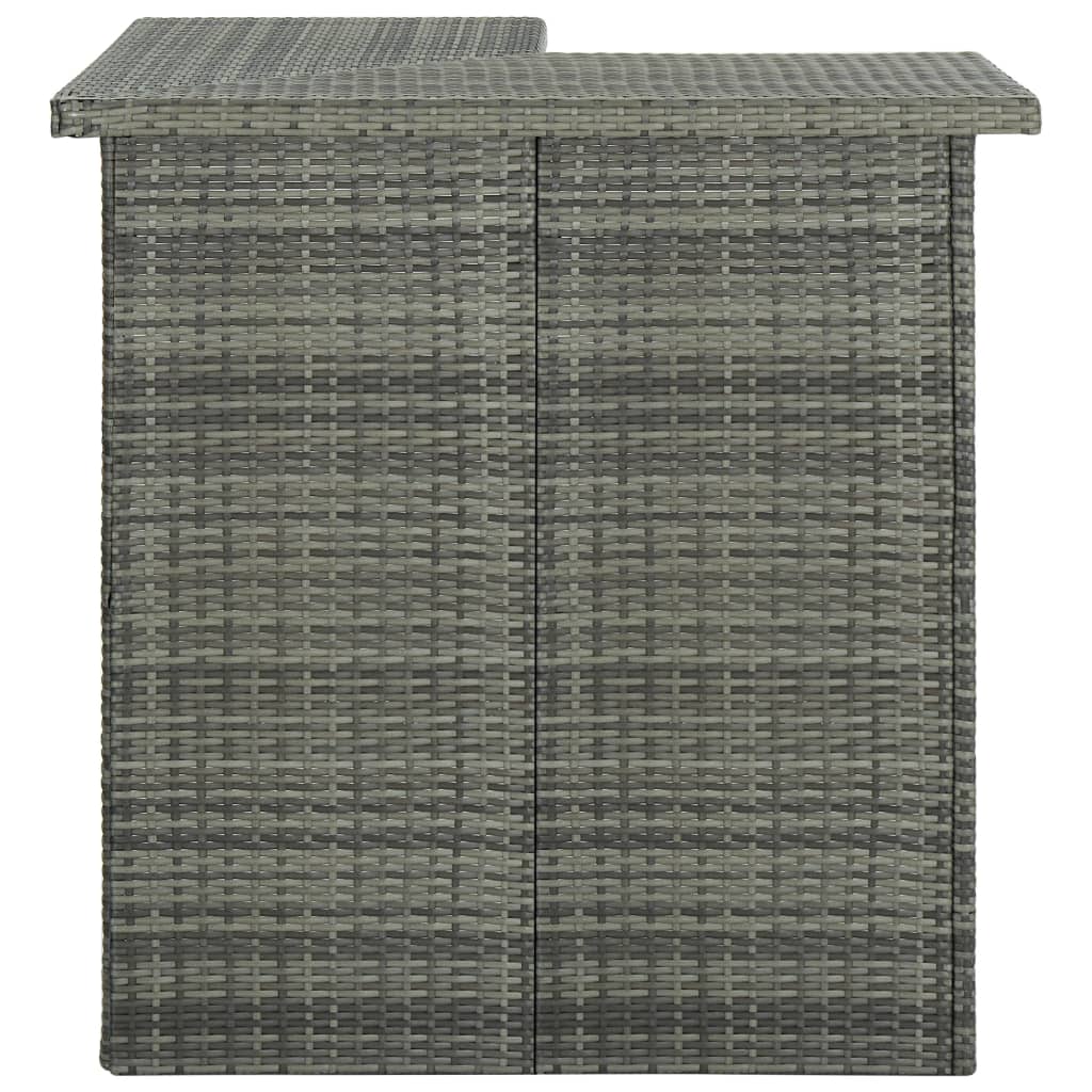 4-tlg. Gartenbar-Set mit Kissen Poly Rattan Grau