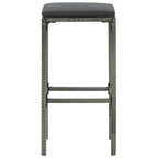 4-tlg. Gartenbar-Set mit Kissen Poly Rattan Grau