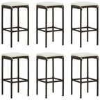 8-tlg. Gartenbar-Set mit Kissen Poly Rattan Braun