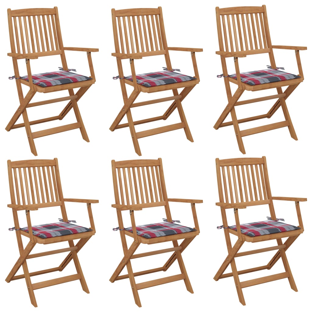Klappbare Gartenstühle 6 Stk. mit Kissen Massivholz Akazie