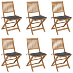 Klappbare Gartenstühle 6 Stk. mit Kissen Massivholz Akazie