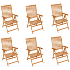 Gartenstühle 6 Stk. mit Grauen Kissen Massivholz Teak