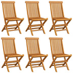 Gartenstühle mit Cremeweißen Kissen 6 Stk. Massivholz Teak