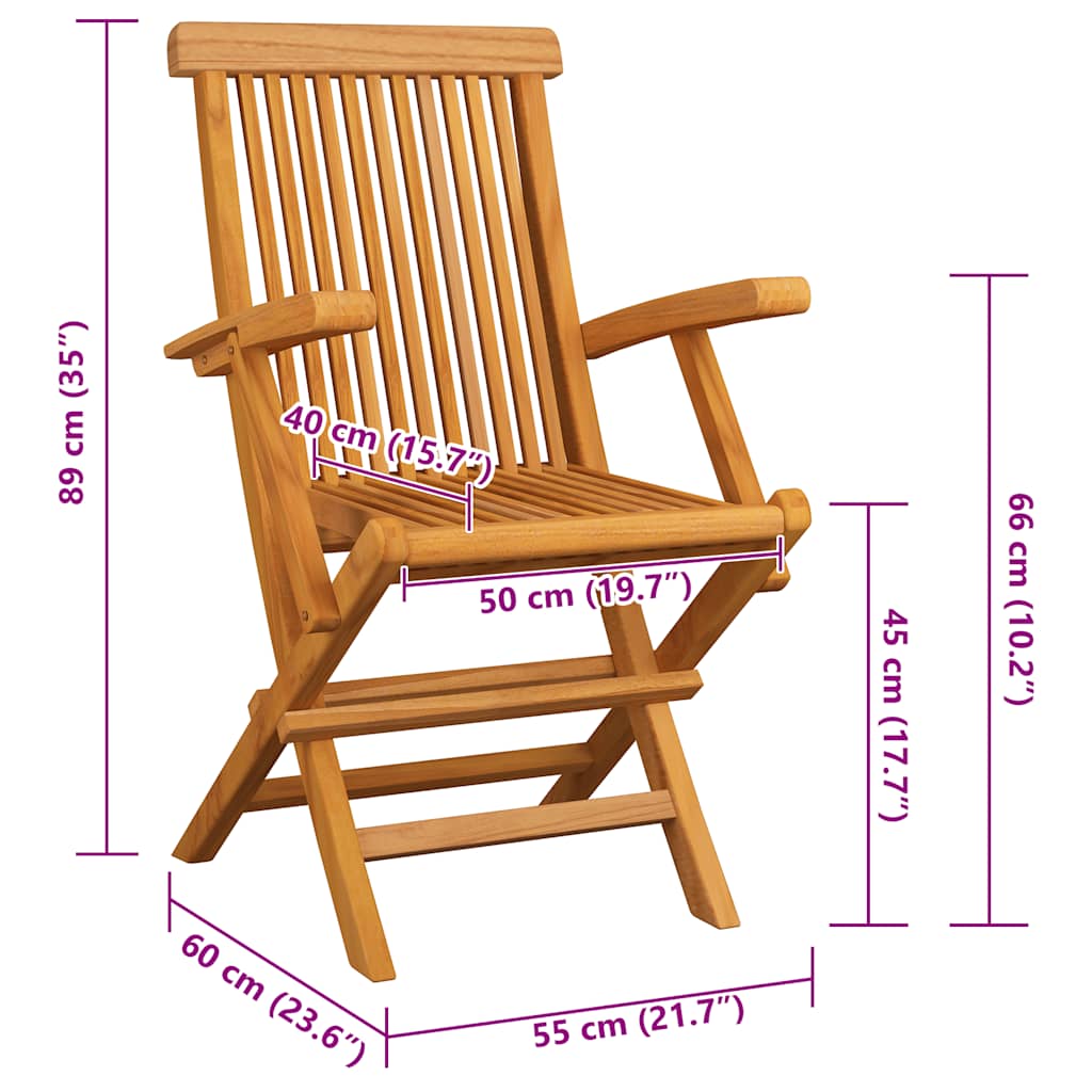 Gartenstühle mit Anthrazit Kissen 4 Stk. Massivholz Teak