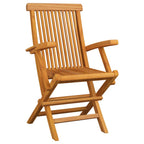 Gartenstühle mit Grünen Kissen 4 Stk. Massivholz Teak