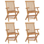 Gartenstühle mit Grauen Kissen 4 Stk. Massivholz Teak