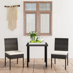 3-tlg. Garten-Essgruppe Poly Rattan Schwarz