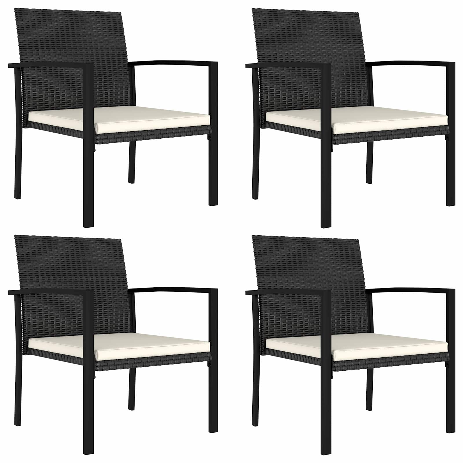 5-tlg. Garten-Essgruppe Poly Rattan Schwarz