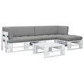 4-tlg. Paletten-Lounge-Set Weiß Imprägniertes Kiefernholz