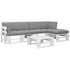 4-tlg. Paletten-Lounge-Set Weiß Imprägniertes Kiefernholz