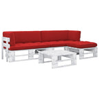 4-tlg. Paletten-Lounge-Set Weiß Imprägniertes Kiefernholz