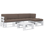 4-tlg. Paletten-Lounge-Set Weiß Imprägniertes Kiefernholz