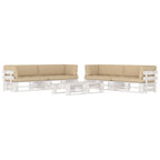 6-tlg. Paletten-Lounge-Set Weiß Imprägniertes Kiefernholz