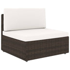 5-tlg. Garten-Lounge-Set mit Kissen Braun Poly Rattan