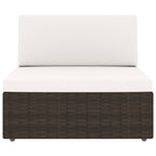 5-tlg. Garten-Lounge-Set mit Kissen Braun Poly Rattan