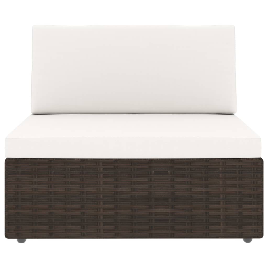 5-tlg. Garten-Lounge-Set mit Kissen Braun Poly Rattan