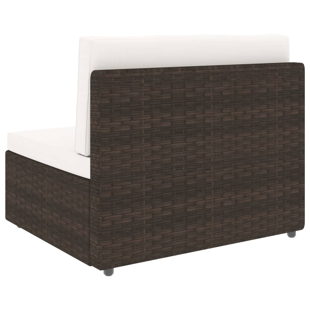 5-tlg. Garten-Lounge-Set mit Kissen Braun Poly Rattan