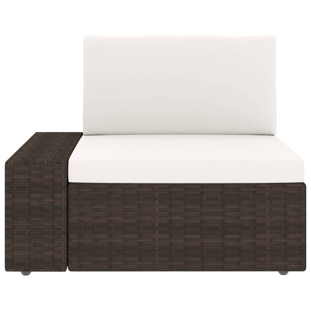 5-tlg. Garten-Lounge-Set mit Kissen Braun Poly Rattan