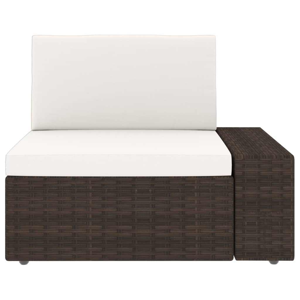 6-tlg. Garten-Lounge-Set mit Kissen Braun Poly Rattan