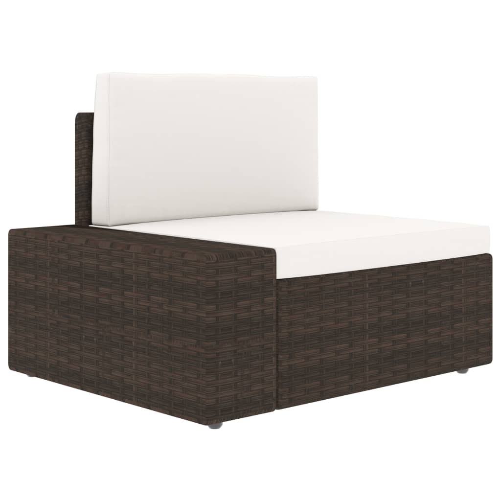 6-tlg. Garten-Lounge-Set mit Kissen Braun Poly Rattan