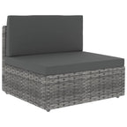 4-tlg. Garten-Lounge-Set mit Kissen Grau Poly Rattan