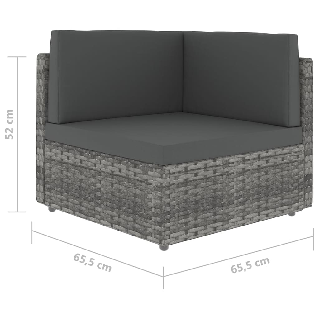 4-tlg. Garten-Lounge-Set mit Kissen Grau Poly Rattan