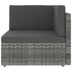4-tlg. Garten-Lounge-Set mit Kissen Grau Poly Rattan
