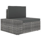 4-tlg. Garten-Lounge-Set mit Kissen Grau Poly Rattan