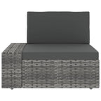 4-tlg. Garten-Lounge-Set mit Kissen Grau Poly Rattan