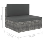 4-tlg. Garten-Lounge-Set mit Kissen Grau Poly Rattan