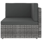 8-tlg. Garten-Lounge-Set mit Kissen Grau Poly Rattan