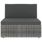 10-tlg. Garten-Lounge-Set mit Kissen Grau Poly Rattan