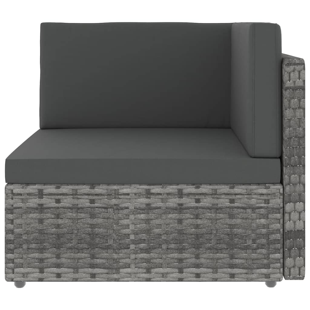 10-tlg. Garten-Lounge-Set mit Kissen Grau Poly Rattan