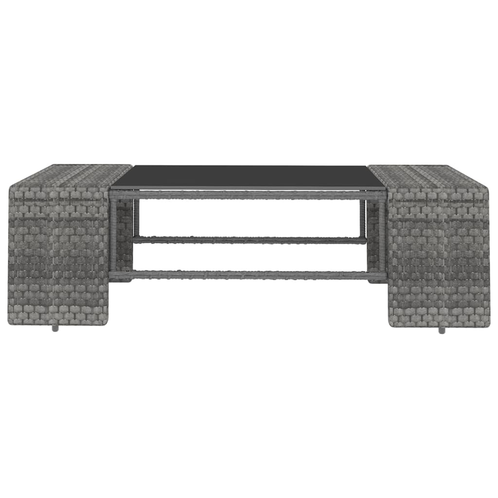 9-tlg. Garten-Lounge-Set mit Kissen Grau Poly Rattan