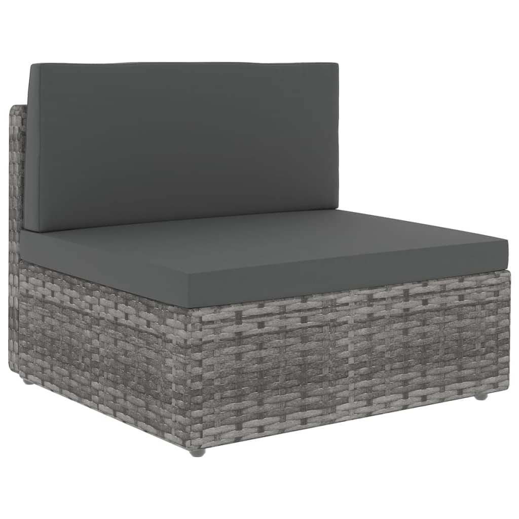 12-tlg. Garten-Lounge-Set mit Kissen Grau Poly Rattan