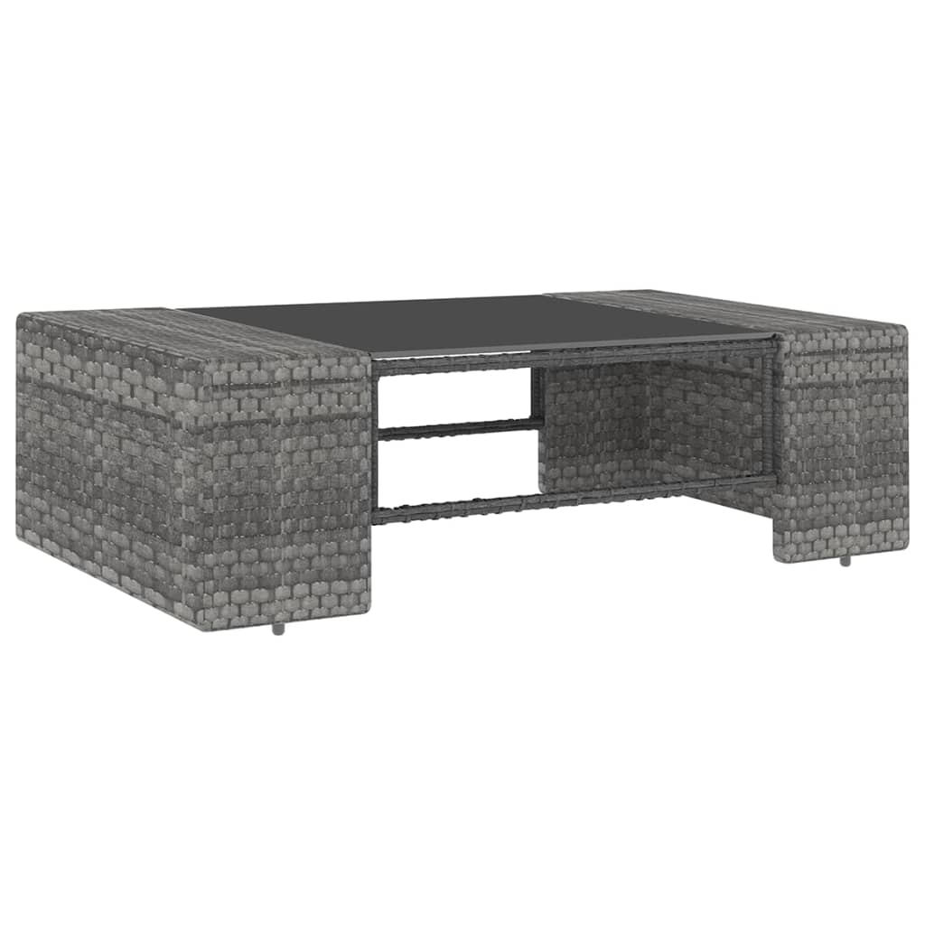 12-tlg. Garten-Lounge-Set mit Kissen Grau Poly Rattan